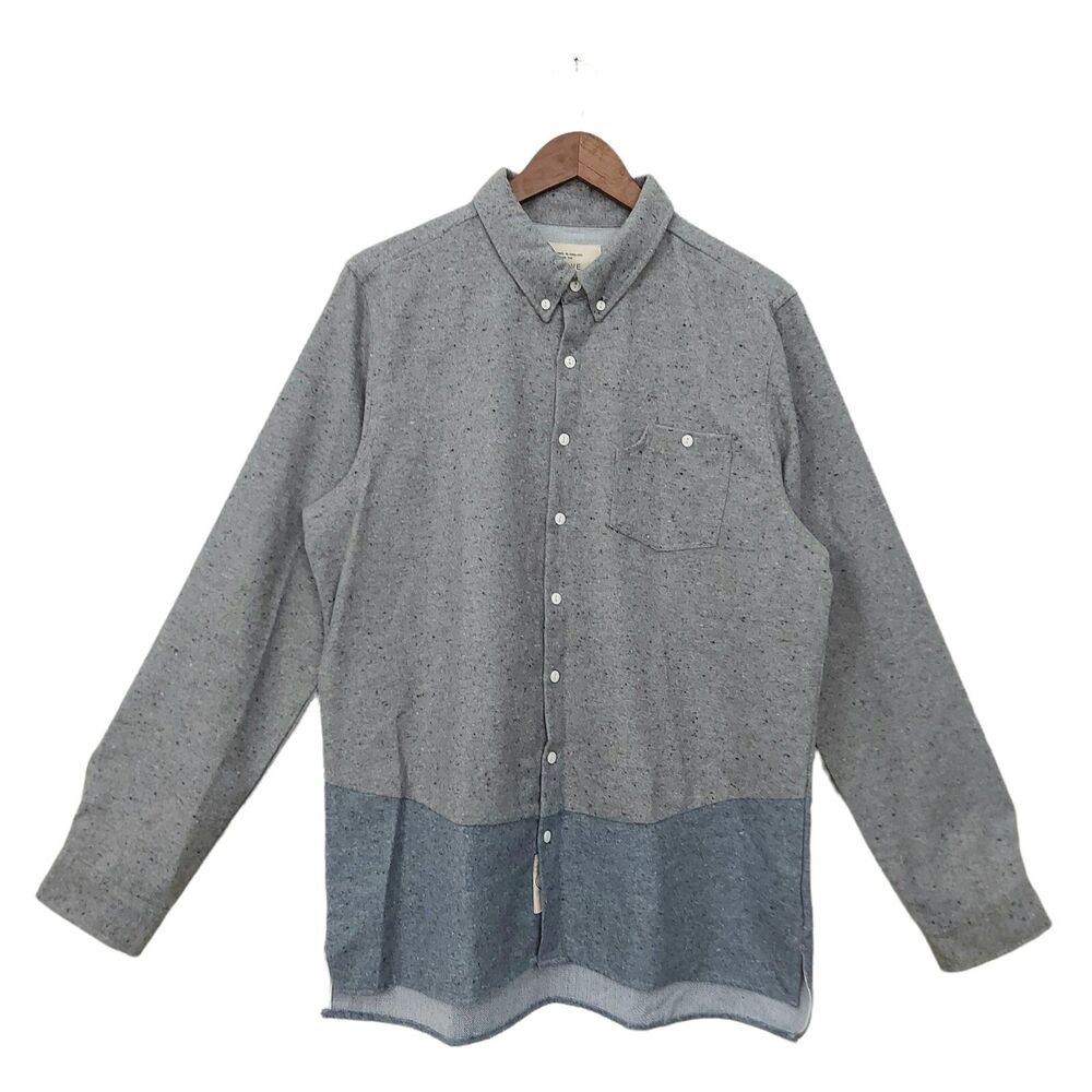 Native Youth Flannel Shirt Mens XL Gray Blue Colorblock Long Sleeve Casual